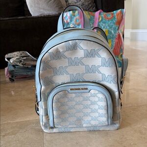 Michael Kors Light Blue and Cream Backpack